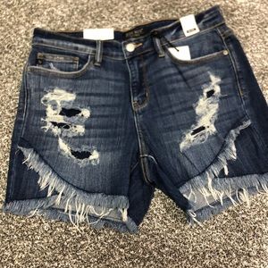 Judy Blue Mid-Rise Distressed Shorts